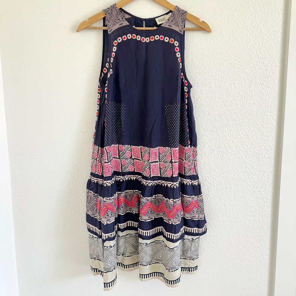 NORBLACK NORWHITE dress / navy blue Romana sun dress / size XS